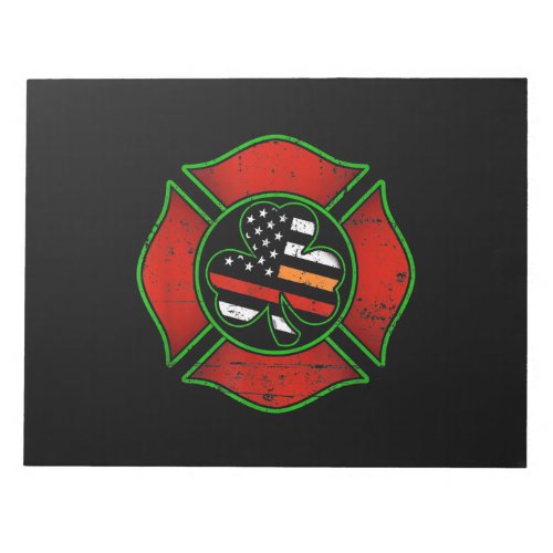 Firefighter St Patricks Day Irish American Flag Notepad