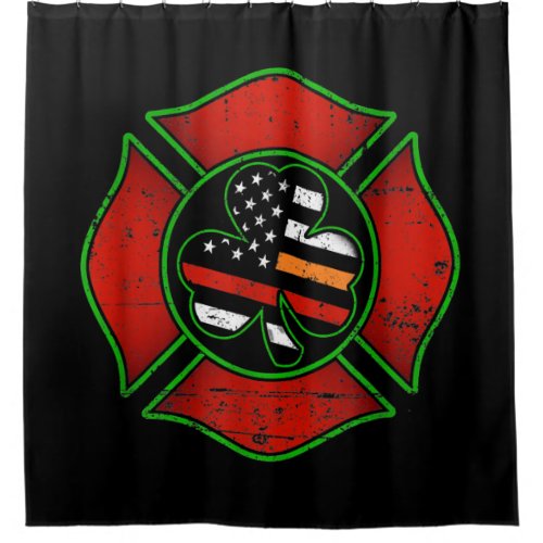 Firefighter St Patricks Day Irish American Flag Shower Curtain