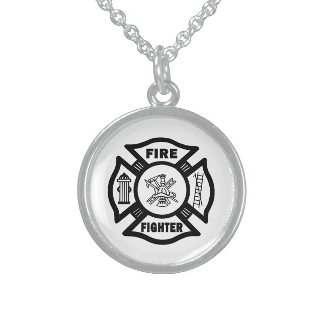 Firefighter   sterling silver necklace (Front)