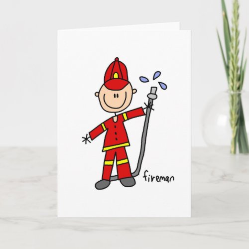 Firefighter Stick Figure Card