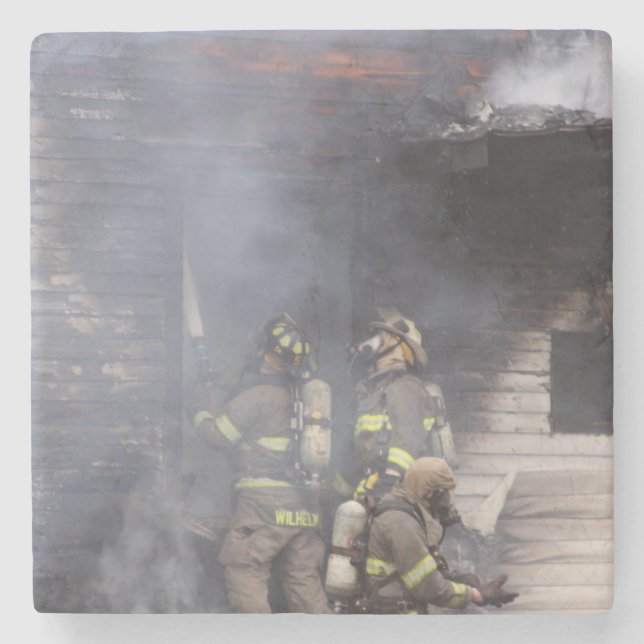 Firefighter Stone Coaster (Front)
