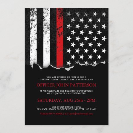Firefighter Style American Flag Party Invite