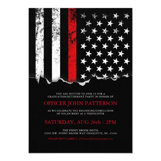 firefighter style american flag party invite zazzle com
