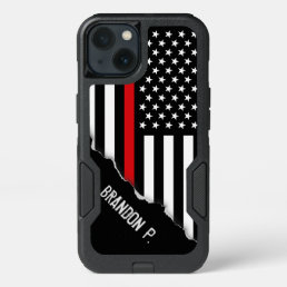 Firefighter Style | Thin Red Line Flag Custom Name iPhone 13 Case