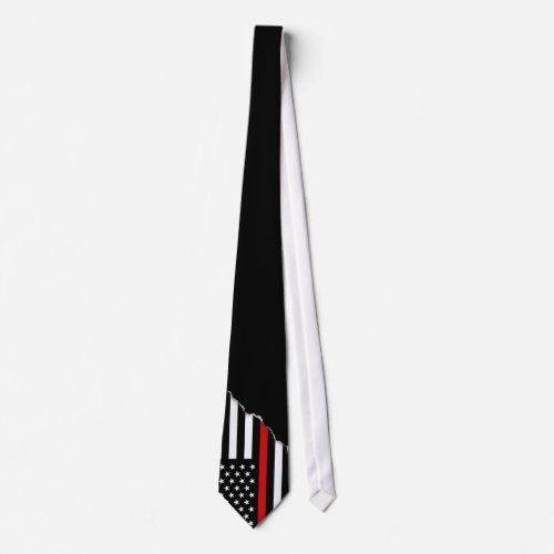 Firefighter Style  Torn Out Look American Flag Neck Tie