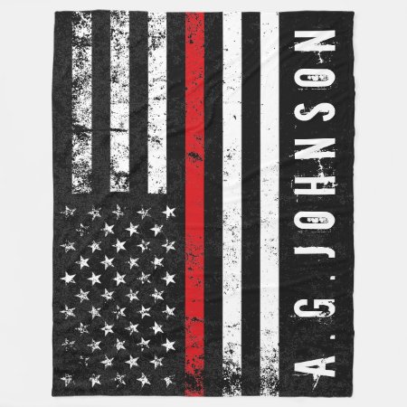 Firefighter Styled American Flag Full Custom Fleece Blanket