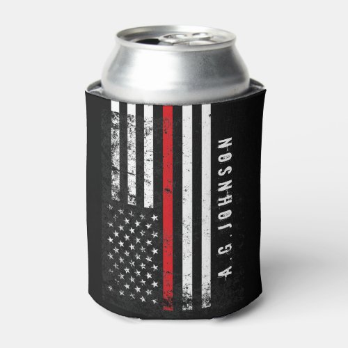 Firefighter Styled Distressed American Flag Custom Can Cooler