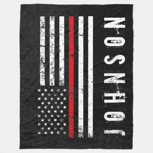 Firefighter Styled Distressed American Flag Custom Fleece Blanket