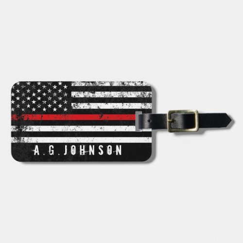 Firefighter Styled Distressed American Flag Luggage Tag