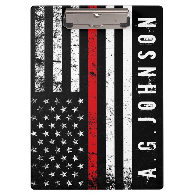 Firefighter Styled Distressed USA Flag Customized Clipboard (Front)