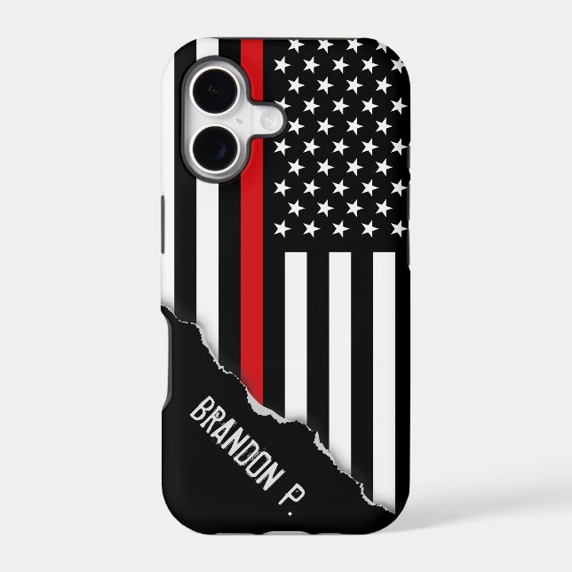Firefighter Styled Torn Out American Flag Custom Iphone Case (Back)