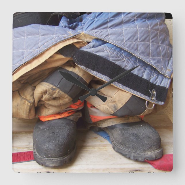 Firefighter Suit and Boots Wall Clock (Front)