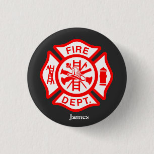 Firefighter Symbol Fireman Logo Button