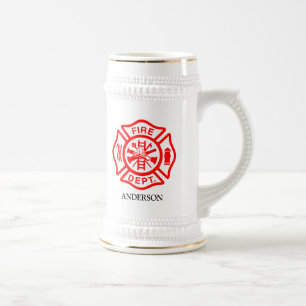 Firefighter Symbol Fireman Logo Custom Name Beer Stein