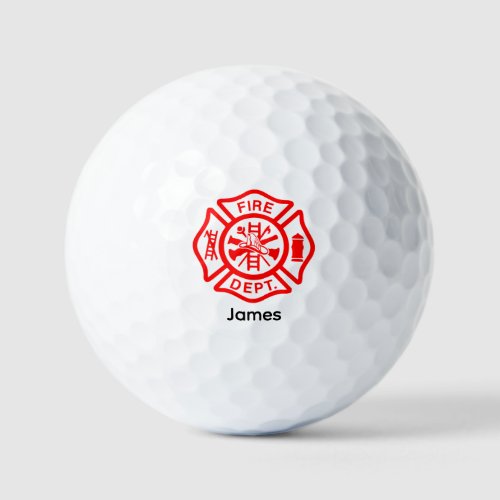 Firefighter Symbol Fireman Logo Custom Name Golf Balls