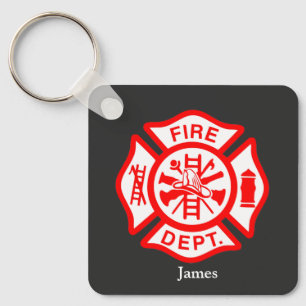 Firefighter Symbol Fireman Logo Custom Name Keychain