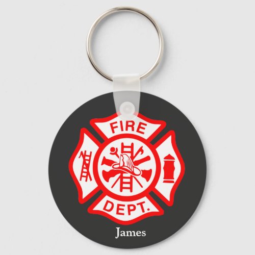 Firefighter Symbol Fireman Logo Custom Name Keychain