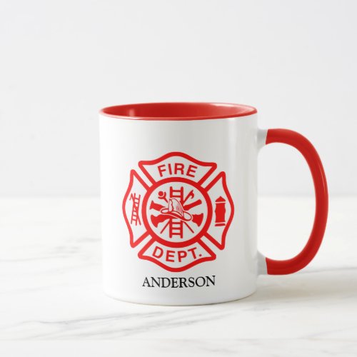 Firefighter Symbol Fireman Logo Custom Name Mug