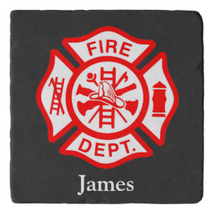 Firefighter Symbol Fireman Logo Custom Name Trivet