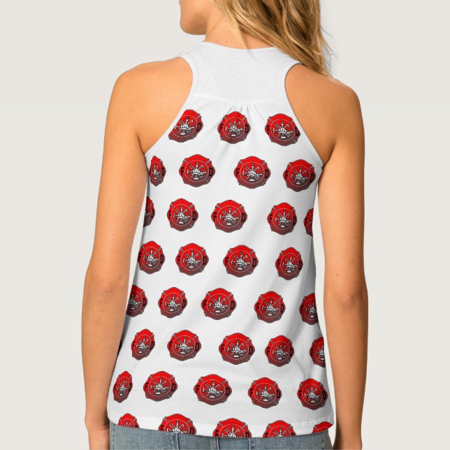 Firefighter tank top with Maltese cross white (Back)
