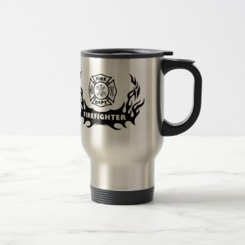Firefighter Tattoo Graphic Travel Mug by bonfirefirefighters at Zazzle