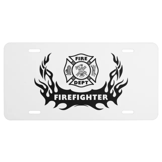 Firefighter Tattoo License Plate | Zazzle
