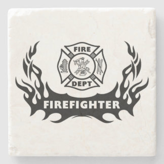 Firefighter Tattoo Stone Coaster