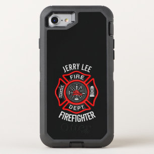 Firefighter Text Name OtterBox Defender iPhone SE/8/7 Case