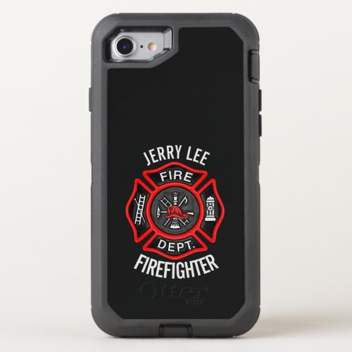 Firefighter Text Name OtterBox Defender iPhone SE87 Case