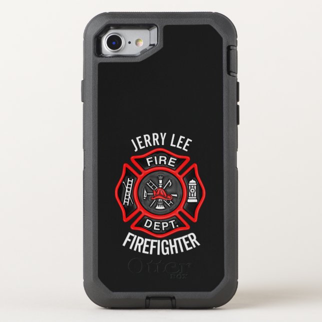 Firefighter Text Name Otterbox iPhone Case (Back)