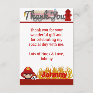 FIREFIGHTER Thank You 3.5"x5" (FLAT style) FF01B Card