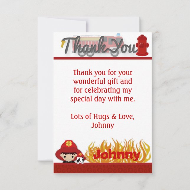 FIREFIGHTER Thank You 3.5"x5" (FLAT style) FF01B Card (Front)
