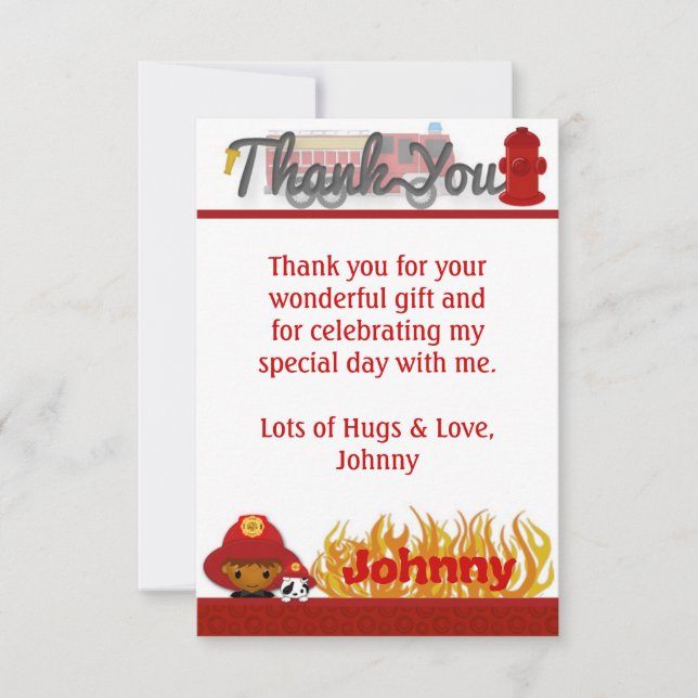 FIREFIGHTER Thank You 3.5"x5" (FLAT style) FF03A Card (Front)