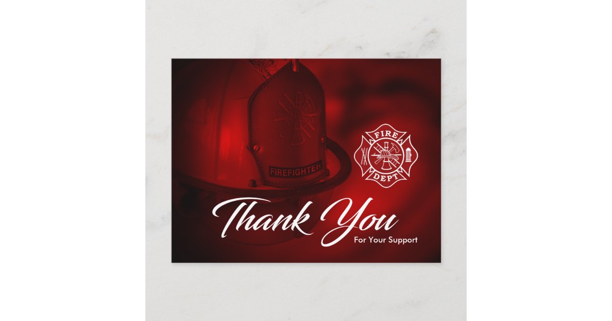 Firefighter Thank You Card Zazzle 3854