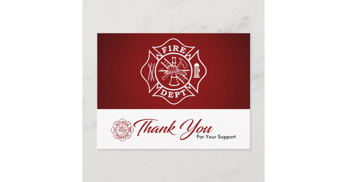 Firefighter Thank You Card | Zazzle