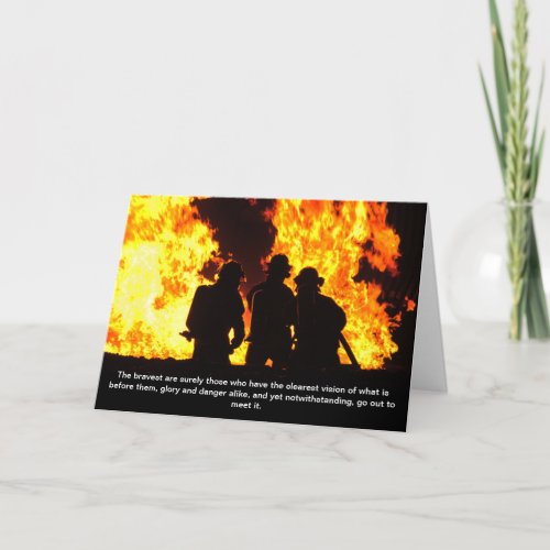 Firefighter Thank You Card with Brave Quote