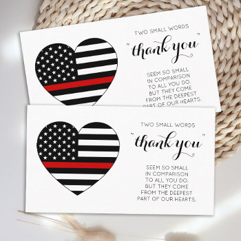 Firefighter Thank You Fire Station Thin Red Line Business Card by BlackDogArtJudy at Zazzle