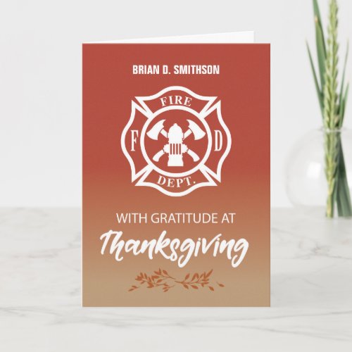 Firefighter Thanksgiving Blessings Thank You Card