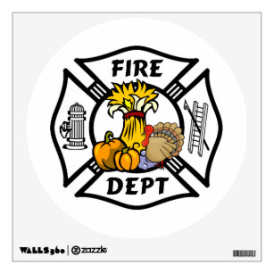 Firefighter Thanksgiving Logos Wall Sticker