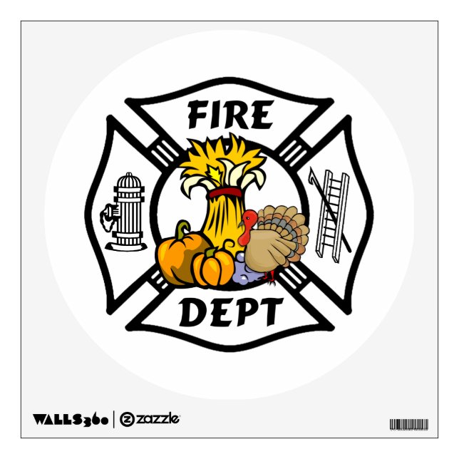Firefighter Thanksgiving Logos Wall Sticker (Front)