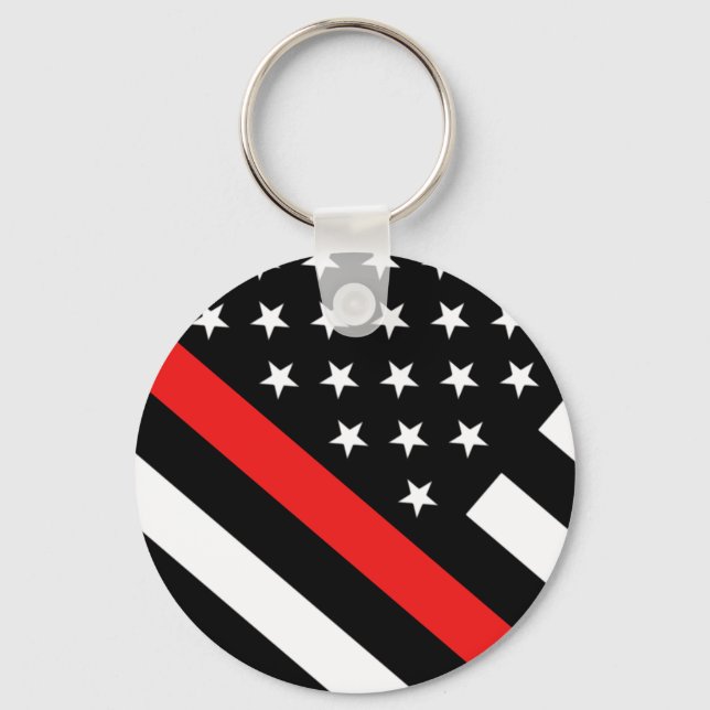 Firefighter - The Thin Red Line Flag Keychain (Front)