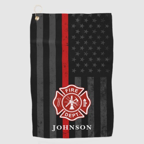 Firefighter Themed American Flag Golf Towel