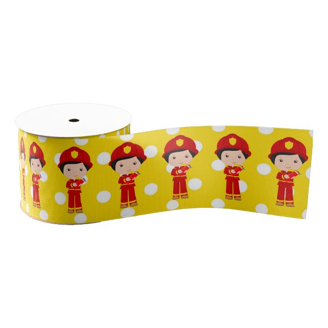 Firefighter themed Birthday Party Grosgrain Ribbon (Spool)