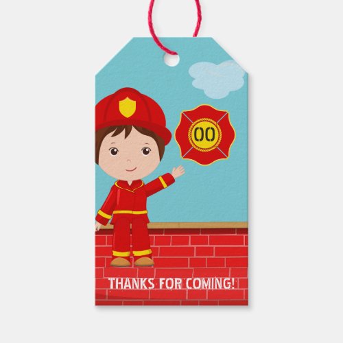 Firefighter themed Birthday Party Guest Favor Gift Tags