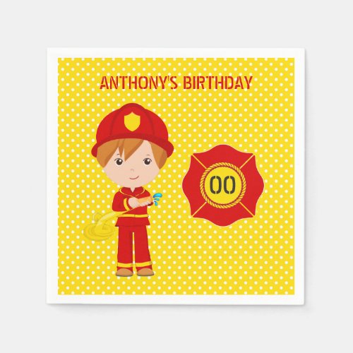 Firefighter themed Birthday Party personalized Paper Napkins