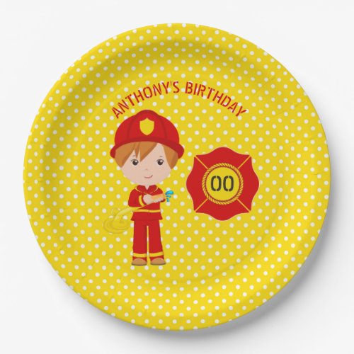 Firefighter themed Birthday Party personalized Paper Plates
