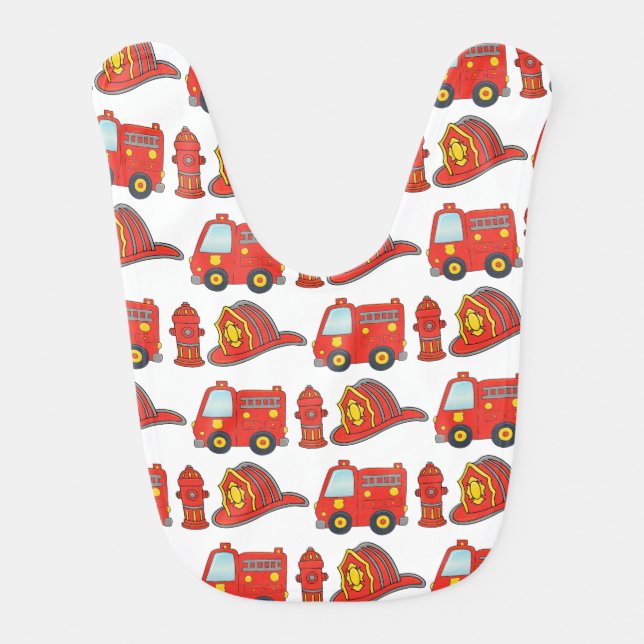 Firefighter Themed Pattern Baby Bib (Front)