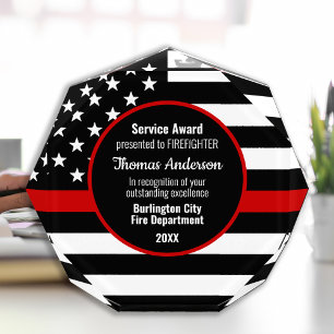 Firefighter Thin Blue Line Custom Fire Service  Acrylic Award