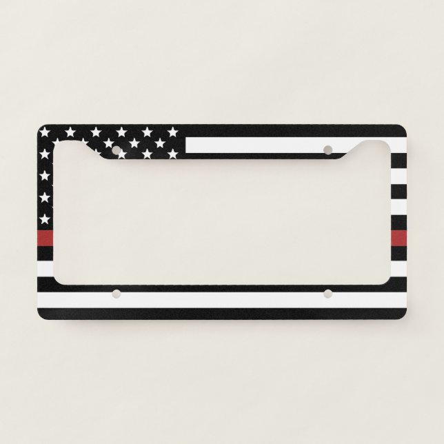 Firefighter Thin Red Line America Flag Fire Dept  License Plate Frame (Front)