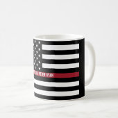 Firefighter Thin Red Line American Flag Add Name Coffee Mug (Front Right)